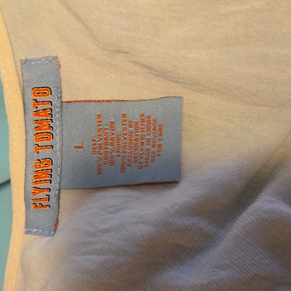 Flying Tomato Embroidered Empire Waist Tropical Beach Chiffon Maxi Dress L - Picture 8 of 8